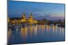 Europe, Germany, Saxony, Dresden, Elbufer (Bank of the River Elbe) by Night-Chris Seba-Mounted Photographic Print