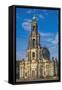 Europe, Germany, Saxony, Dresden, Elbufer (Bank of the River Elbe), Cathedral-Chris Seba-Framed Stretched Canvas