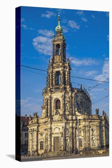Europe, Germany, Saxony, Dresden, Elbufer (Bank of the River Elbe), Cathedral-Chris Seba-Stretched Canvas