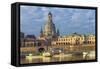 Europe, Germany, Saxony, Dresden, Elbufer (Bank of the River Elbe) with Paddlesteamer-Chris Seba-Framed Stretched Canvas