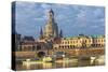 Europe, Germany, Saxony, Dresden, Elbufer (Bank of the River Elbe) with Paddlesteamer-Chris Seba-Stretched Canvas