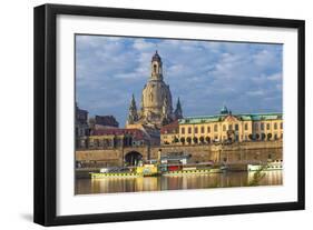 Europe, Germany, Saxony, Dresden, Elbufer (Bank of the River Elbe) with Paddlesteamer-Chris Seba-Framed Photographic Print