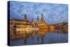 Europe, Germany, Saxony, Dresden, Elbufer (Bank of the River Elbe) with Paddlesteamer-Chris Seba-Stretched Canvas