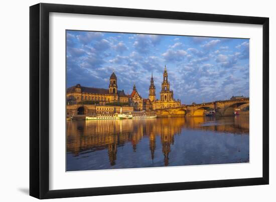 Europe, Germany, Saxony, Dresden, Elbufer (Bank of the River Elbe) with Paddlesteamer-Chris Seba-Framed Photographic Print