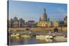 Europe, Germany, Saxony, Dresden, Elbufer (Bank of the River Elbe) with Paddlesteamer-Chris Seba-Stretched Canvas