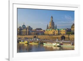 Europe, Germany, Saxony, Dresden, Elbufer (Bank of the River Elbe) with Paddlesteamer-Chris Seba-Framed Photographic Print