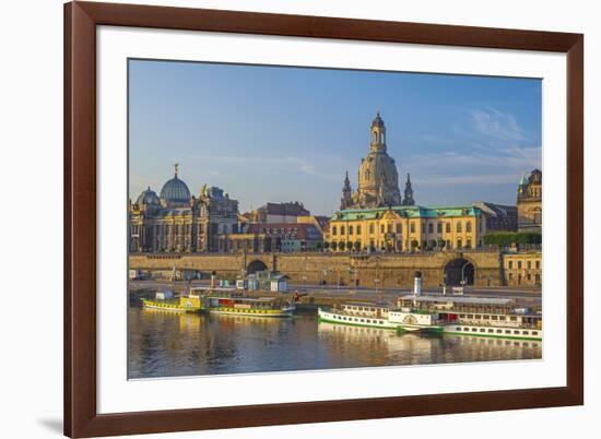 Europe, Germany, Saxony, Dresden, Elbufer (Bank of the River Elbe) with Paddlesteamer-Chris Seba-Framed Photographic Print