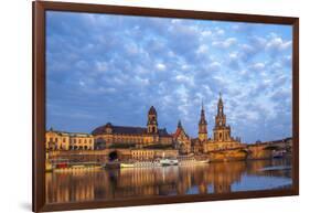 Europe, Germany, Saxony, Dresden, Elbufer (Bank of the River Elbe) with Paddlesteamer-Chris Seba-Framed Photographic Print