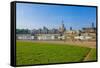 Europe, Germany, Saxony, Dresden, Elbufer (Bank of the River Elbe) with Paddlesteamer-Chris Seba-Framed Stretched Canvas