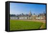 Europe, Germany, Saxony, Dresden, Elbufer (Bank of the River Elbe) with Paddlesteamer-Chris Seba-Framed Stretched Canvas