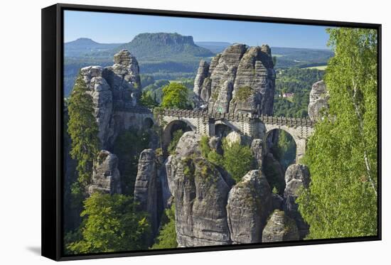 Europe, Germany, Saxony, Elbsandsteingebirge, Bastion-Chris Seba-Framed Stretched Canvas