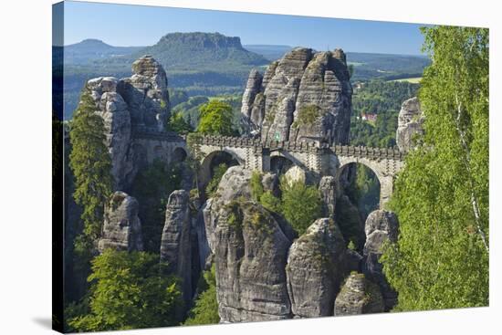 Europe, Germany, Saxony, Elbsandsteingebirge, Bastion-Chris Seba-Stretched Canvas