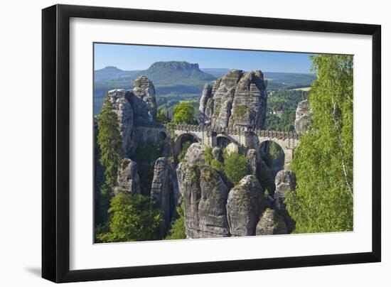 Europe, Germany, Saxony, Elbsandsteingebirge, Bastion-Chris Seba-Framed Photographic Print