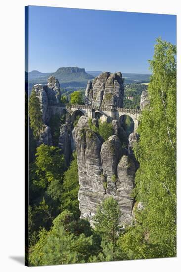 Europe, Germany, Saxony, Elbsandsteingebirge, Bastion-Chris Seba-Stretched Canvas