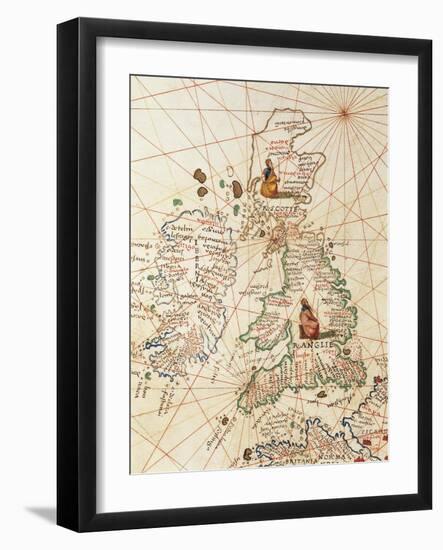 Europe: Great Britain and Ireland, from Atlas of the World in Thirty-Three Maps, 1553-Battista Agnese-Framed Giclee Print