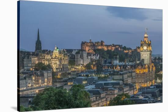 Europe, Great Britain, Scotland, Edinburgh. Looking down on the City From Calton Hill at Dusk-Rob Tilley-Stretched Canvas