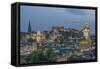Europe, Great Britain, Scotland, Edinburgh. Looking down on the City From Calton Hill at Dusk-Rob Tilley-Framed Stretched Canvas
