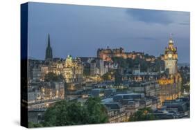 Europe, Great Britain, Scotland, Edinburgh. Looking down on the City From Calton Hill at Dusk-Rob Tilley-Stretched Canvas