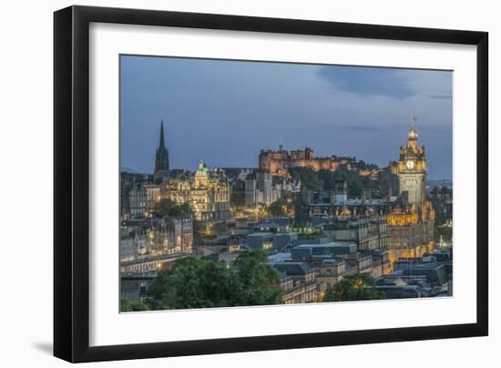 Europe, Great Britain, Scotland, Edinburgh. Looking down on the City From Calton Hill at Dusk-Rob Tilley-Framed Photographic Print