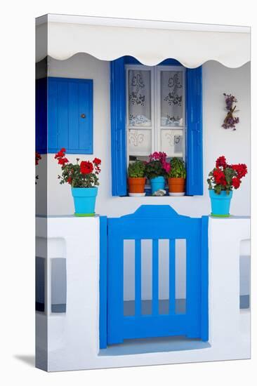 Europe, Greece, Cyclades Island,Aegean Sea, Mykonos, Myconos, Blue Gate at Private Home-Christian Heeb-Stretched Canvas