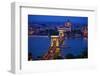 Europe, Hungary, Budapest. Chain Bridge Lit at Night-Jaynes Gallery-Framed Photographic Print