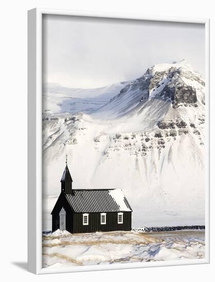 Europe, Iceland, Budir - The Famous Black Church Of Budir Facing A Mountain-Aliaume Chapelle-Framed Photographic Print