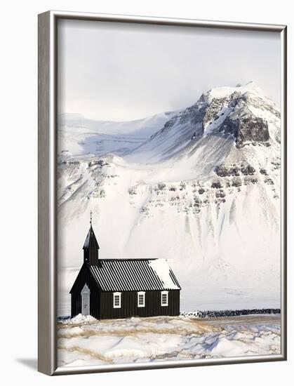 Europe, Iceland, Budir - The Famous Black Church Of Budir Facing A Mountain-Aliaume Chapelle-Framed Photographic Print