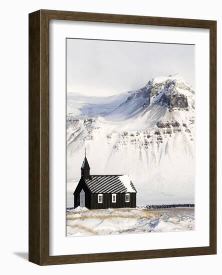 Europe, Iceland, Budir - The Famous Black Church Of Budir Facing A Mountain-Aliaume Chapelle-Framed Photographic Print