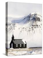 Europe, Iceland, Budir - The Famous Black Church Of Budir Facing A Mountain-Aliaume Chapelle-Stretched Canvas