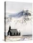 Europe, Iceland, Budir - The Famous Black Church Of Budir Facing A Mountain-Aliaume Chapelle-Stretched Canvas