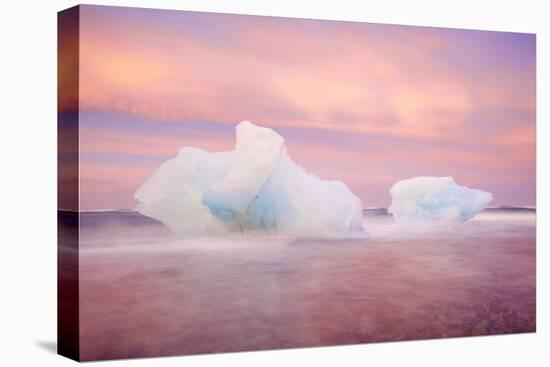 Europe, Iceland, Jokulsarlon Glacier Lagoon. Sunset on Beached Icebergs-Jaynes Gallery-Stretched Canvas