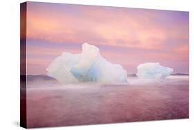 Europe, Iceland, Jokulsarlon Glacier Lagoon. Sunset on Beached Icebergs-Jaynes Gallery-Stretched Canvas