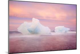 Europe, Iceland, Jokulsarlon Glacier Lagoon. Sunset on Beached Icebergs-Jaynes Gallery-Mounted Photographic Print