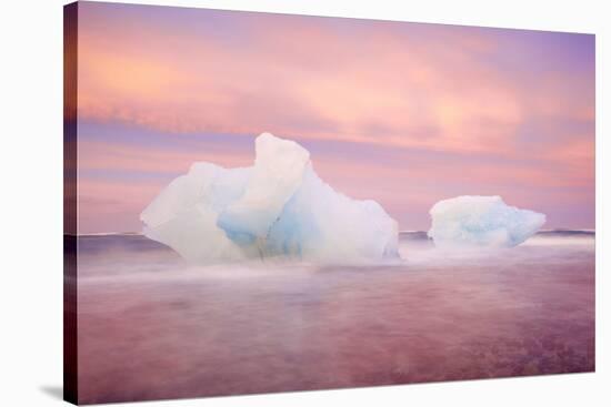 Europe, Iceland, Jokulsarlon Glacier Lagoon. Sunset on Beached Icebergs-Jaynes Gallery-Stretched Canvas