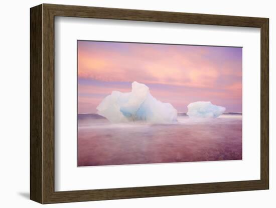 Europe, Iceland, Jokulsarlon Glacier Lagoon. Sunset on Beached Icebergs-Jaynes Gallery-Framed Photographic Print
