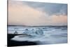 Europe, Iceland, Jokulsarlon Glacier Lagoon. Waves Wash Beached Icebergs-Jaynes Gallery-Stretched Canvas