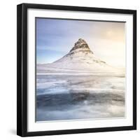 Europe, Iceland, Kirkjufell - The Iconic Mountain Of Iceland Reflecting On A Frozen Lake-Aliaume Chapelle-Framed Photographic Print