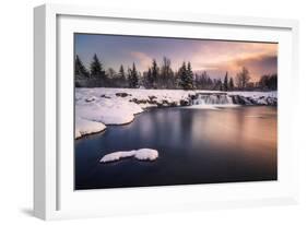 Europe, Iceland, Reykjavik, Waterfall At Sunset The Reykjavik-Aliaume Chapelle-Framed Photographic Print