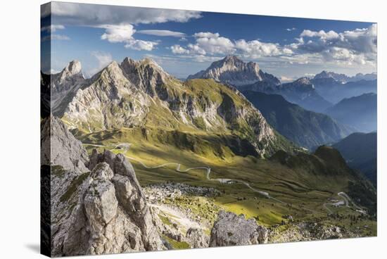 Europe, Italy, Alps, Dolomites, Mountains, Passo Giau, View from Rifugio Nuvolau-Mikolaj Gospodarek-Stretched Canvas