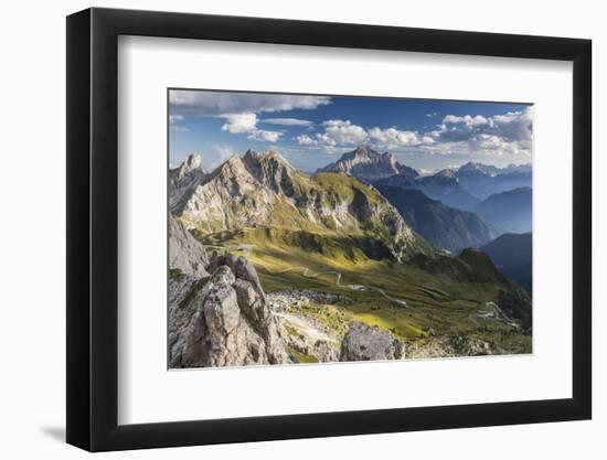 Europe, Italy, Alps, Dolomites, Mountains, Passo Giau, View from Rifugio Nuvolau-Mikolaj Gospodarek-Framed Photographic Print