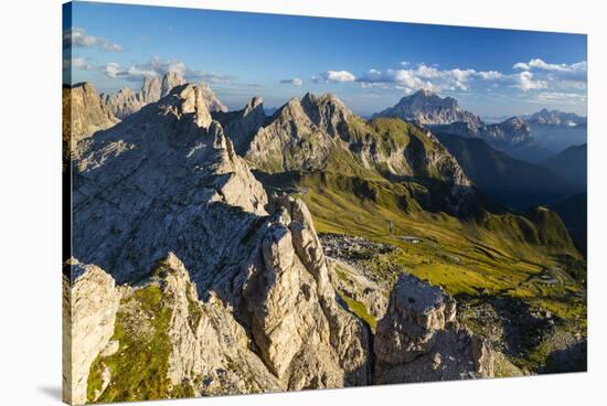 Europe, Italy, Alps, Dolomites, Mountains, Passo Giau, View from Rifugio Nuvolau-Mikolaj Gospodarek-Stretched Canvas