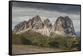 Europe, Italy, Alps, Dolomites, Mountains, Sassolungo, View from Rifugio Sass Becè-Mikolaj Gospodarek-Framed Stretched Canvas