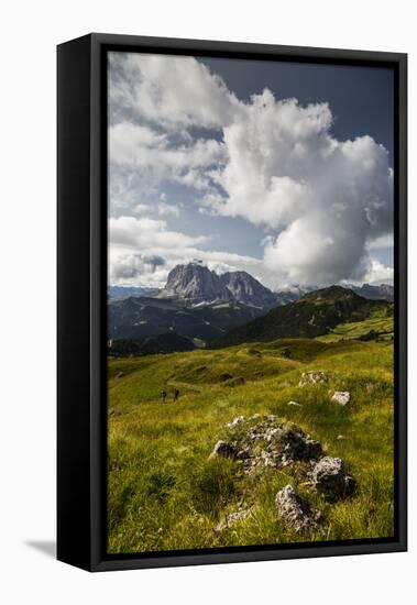 Europe, Italy, Alps, Dolomites, Mountains, South Tyrol, Val Gardena, Sassolungo, View from Seceda-Mikolaj Gospodarek-Framed Stretched Canvas