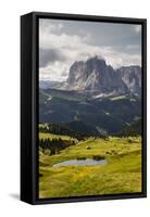 Europe, Italy, Alps, Dolomites, Mountains, South Tyrol, Val Gardena, Sassolungo, View from Seceda-Mikolaj Gospodarek-Framed Stretched Canvas