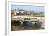 Europe, Italy, Florence. View of Arno River and Ponte Vecchio-Trish Drury-Framed Photographic Print