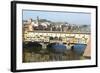 Europe, Italy, Florence. View of Arno River and Ponte Vecchio-Trish Drury-Framed Photographic Print