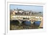 Europe, Italy, Florence. View of Arno River and Ponte Vecchio-Trish Drury-Framed Photographic Print