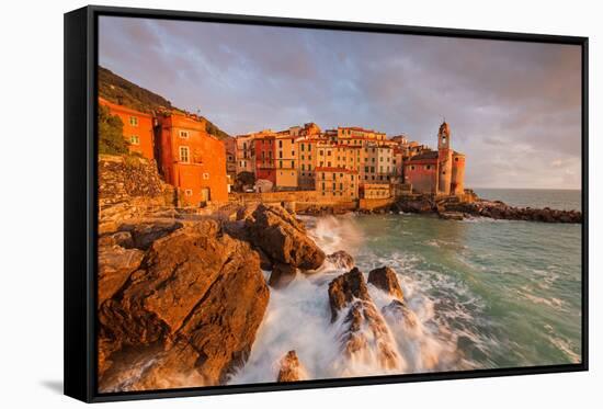 Europe,Italy,Liguria,La Spezia district. Tellaro at sunset-ClickAlps-Framed Stretched Canvas