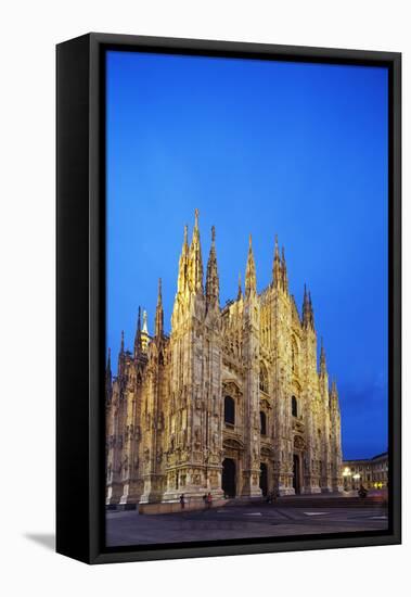 Europe, Italy, Lombardy, Milan, Piazza Del Duomo, Duomo Gothic Style Cathedral-Christian Kober-Framed Stretched Canvas