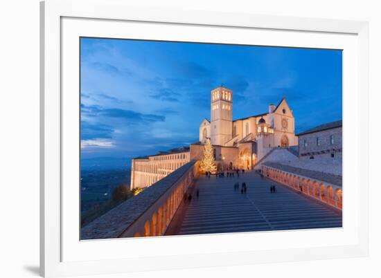 Europe,Italy,Perugia distict,Assisi. The Basilica of St. Francis at dusk-ClickAlps-Framed Photographic Print